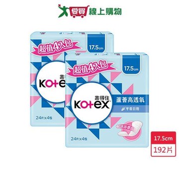 靠得住蘆薈護墊香氛加長17.5cm x 24片 x 4包 x 2入(共192片)【愛買】