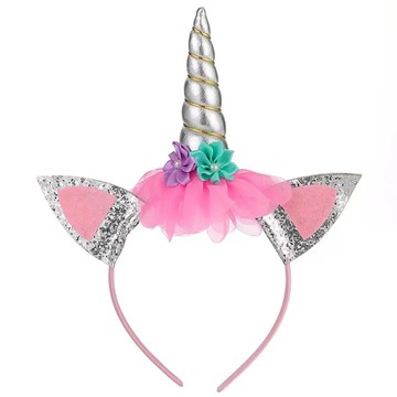 MiiMii Party 動物派對生日遊樂園運動會髮箍  獨角獸 粉色 + 銀色  1個