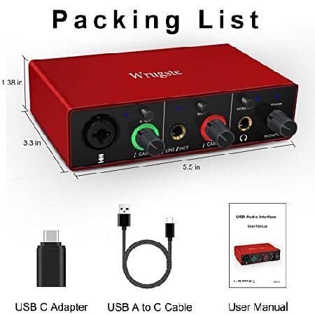 USB Audio Interface Solo(24Bit 96kHz) 48V Phantom Power for Computer Recording Podcasting and Streaming Plug and Play Noise-Free Wrugste XLR Audio Int
