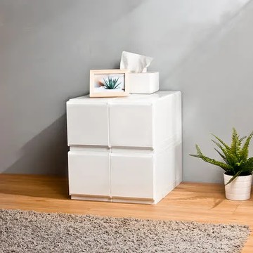【HOUSE】特小栗子純白無印風一層抽屜式收納箱-2入(附隔板)【1號-台灣製造】