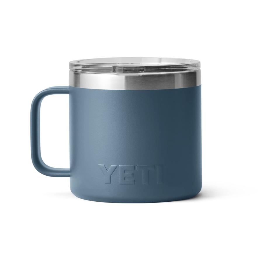 YETI Rambler 14オンス マグカップ マグスライダー蓋付き 真空断熱 ステンレス製、ノルディックブルー