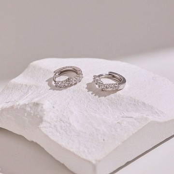 vacanza｜純銀｜排鑽圓圈‧純銀耳環  #聖誕交換禮物