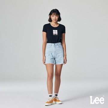 Lee 女款 褲腳抽鬚牛仔短褲 淺藍洗水｜Modern
