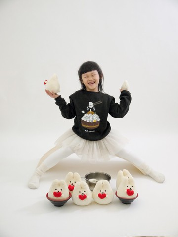 Kid-泡泡羊滷肉飯-刷毛大學T Sweatshirt (黑)