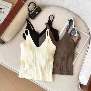廣州十三行高貨爆款~性感V領一體裹胸吊帶美背小上衣女短款百搭潮