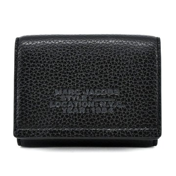 [平輸版] 【MARC JACOBS】 THE LEATHER荔枝紋三折零錢短夾(黑)真品平輸