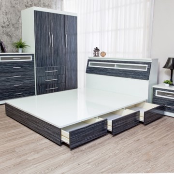 Birdie南亞塑鋼-3.5尺單人三抽屜塑鋼床組(床頭箱+抽屜床底)(鐵刀木色)