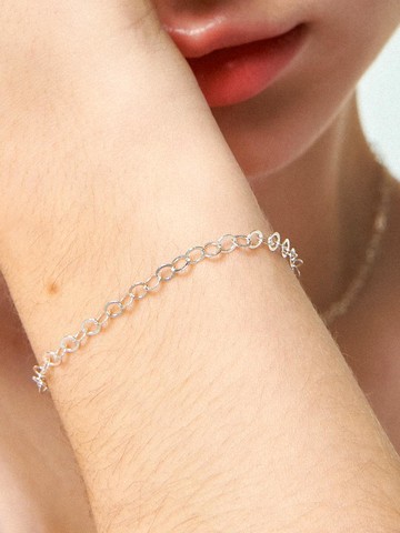 Ring Link Chain Silver Bracelet (IB275)