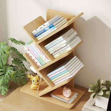 北歐風創意樹形書架5層收納儲物E0級環保木質兒童學生桌面書架【益三和】可開發票