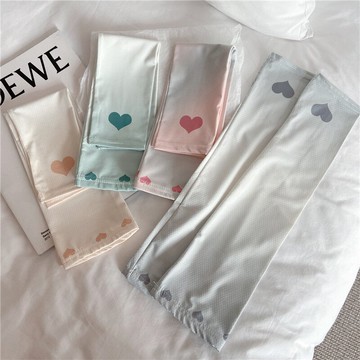 漸變少女冰絲袖套防曬手袖冰護臂夏愛心可愛ins百搭開車網紅冰袖