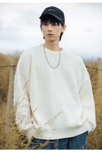 素面針織毛衣 粗針織毛衣 厚毛衣 針織毛衣 針織衣 小高領 男生 毛衣 秋冬情侶 圓領 保暖 學生打底毛線衣 L1217