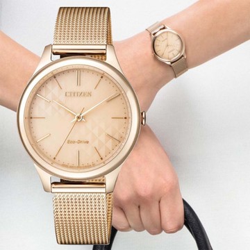 CITIZEN星辰 LADY S系列 光動能經典格稜腕錶 雙11 特惠 推薦 32mm/EM0503-83X