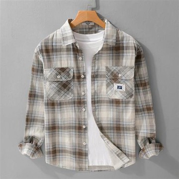 【巴黎精品】現貨+預購 男襯衫長袖上衣男日系寬鬆休閒襯衫男裝-春季簡約格紋清新男上衣3色a1kq60