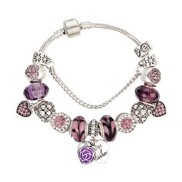 串珠手鍊 手環-紫色系列琉璃飾品精緻鑲鑽情人節生日禮物女配件73kc134【獨家進口】【米蘭精品】