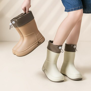 女士雨鞋可愛中筒水鞋學生膠鞋防滑水靴防水束口防水雨靴