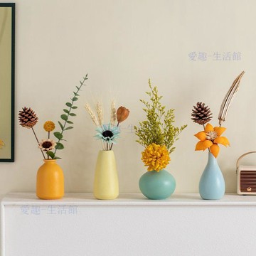 💖臺灣-出貨💖ins風陶瓷小花瓶乾花插花家居客廳電視櫃女生房間裝飾品桌面擺件06d6