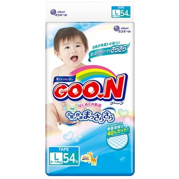 BO雜貨【YV6374】GOO.N日本製 大王境內版紙尿布 3D瞬吸- 黏貼型紙尿褲(L)-54片/包