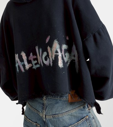 Balenciaga Logo distressed cotton-blend hoodie