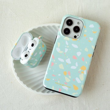 霧綠色水磨石 iPhone 17/16/15/14/13 MagSafe 手機殼