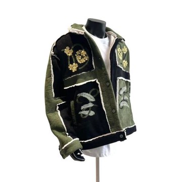 美式復古cleanfit撞色拼接麂皮絨加厚棉服刺繡小眾棉衣設計感外套