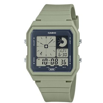 CASIO方塊設計環保時尚休閒風格數位雙顯錶-LF-20W-3(清新綠)