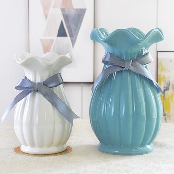 簡約大號白色小花瓶陶瓷水培干花假花新中式餐桌室內鮮花花盆擺設