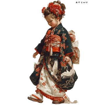 【12月新品4】07-114-0262 人物貼紙 和服復古