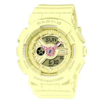 CASIO卡西歐 BA-110系列 BA-110AH-9A 馬卡龍色系 可愛雙顯腕錶 檸檬黃色 43.4 mm ｜樂天全館特惠中★指定刷卡回饋10%