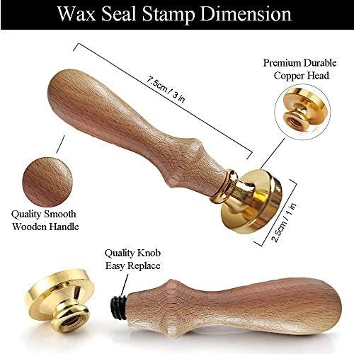 シーリングワックス ヘッド |Flower Wax Seal Stamp Kit, 7pcs Copper Wax Stamps Wooden Han