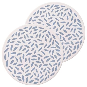 WARM HOUSE DECOR 暖&和家居 日系簡約硅藻泥杯墊 藍紫色 隔熱 防滑 硅藻泥速乾杯墊  E樹葉  10.3cm  2個