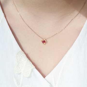 星願之球剛玉寶可夢天然鑽石天然石輕珠寶18K金項鍊紅寶石項鍊