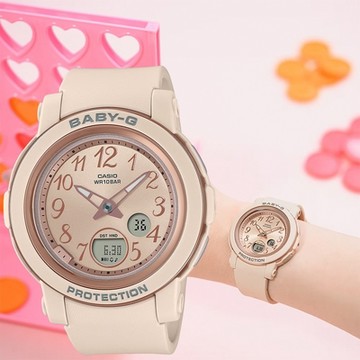 CASIO 卡西歐 BABY-G 金屬色雙顯女錶 七夕寵愛季 送禮推薦-奶茶色 BGA-290SA-4A
