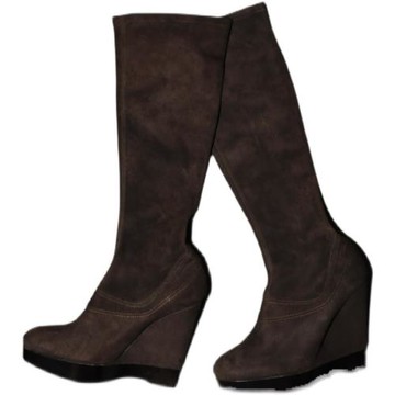 Jil Sander Raf Simons2012AW深咖啡色柔軟磨砂皮質高筒皮靴 IT37