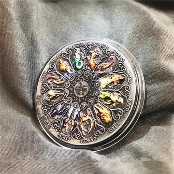 歐美西方塔羅牌星座紀念幣 日月星座守護幣友誼愛情小禮物復古風