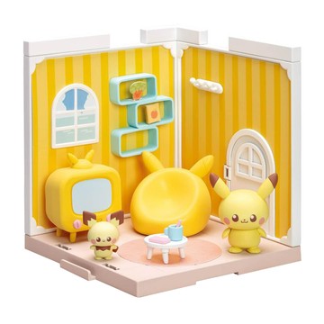 TAKARA TOMY POKEPEACE小屋 客廳  15 x 15 x 15cm  皮卡丘和皮丘