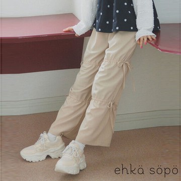 ehka sopo   甜美分層綁帶設計直筒長褲