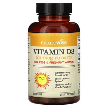 NatureWise, 維生素 D3，25 微克（1000 國際單位），360 粒軟膠囊