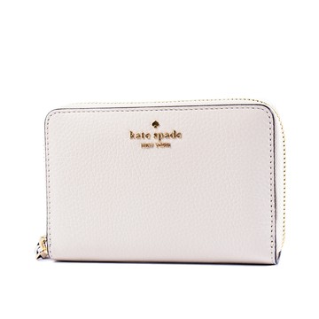 KATE SPADE Knott 鵝卵石紋拉鍊中夾-奶白