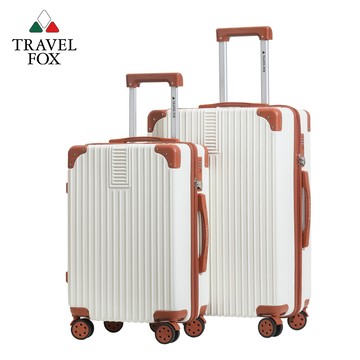 TRAVEL FOX 旅狐 20+24吋復古拉鍊箱 TSA海關鎖 置物掛勾 手機架 杯架 多功能 旅行箱 行李箱 二件組