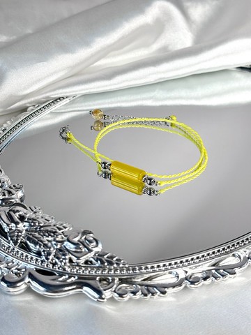 好日子/雙圈蠟線祈願開運水晶手鍊 - 醫療鋼/黃瑪瑙/鈦晶/蠟繩