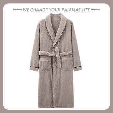 北極絨睡衣男士秋冬季法蘭絨加厚長款珊瑚絨睡袍加絨保暖浴衣浴袍