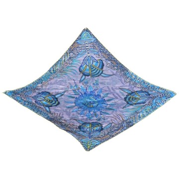 HERMES 愛馬仕 藍色 絲綢 南非之花 褶皺 pleats Carre 圍巾 60x60 【二手名牌BRAND OFF】