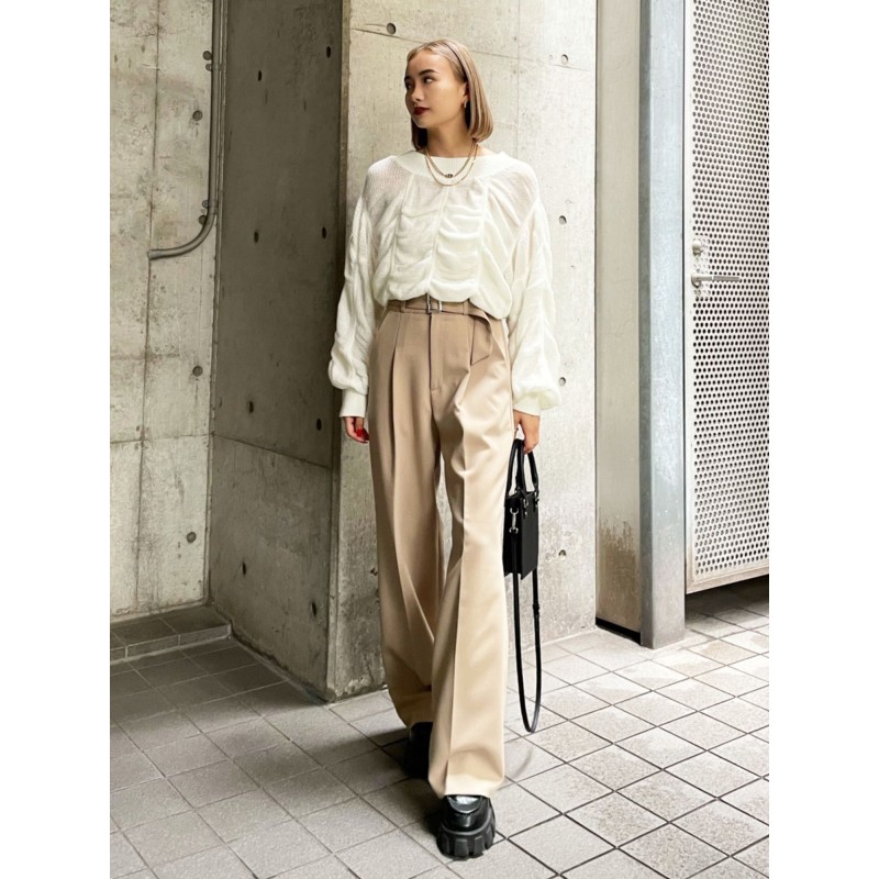 ナチュラルネイビー LOW CLASSIC ハイウエストパンツ BELT PANTS