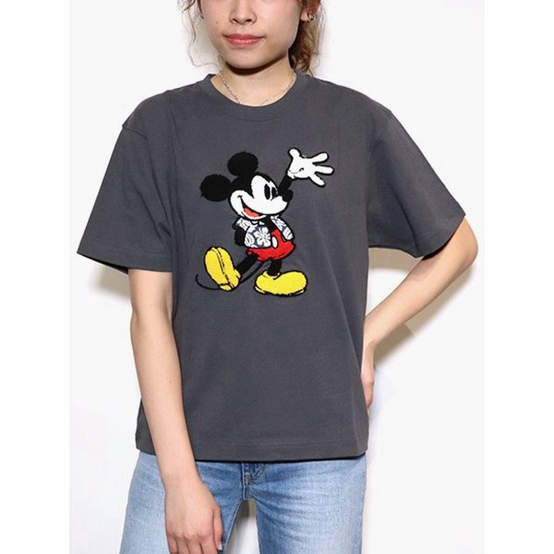 フララニ ハワイ Hulalani Hawaii Tシャツ メンズ レディース ミッキーマウス ディズニー コラボ 半袖 チャコールグレー Mickey Emb Tee Charcoal 通販 Lineポイント最大0 5 Get Lineショッピング