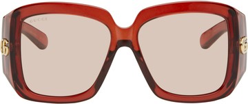 Gucci 酒红色 GG Corner Rectangular 太阳镜