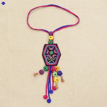 云南民族風街頭潮人手工布藝手繡復古項鏈棉麻服飾花朵服裝配飾