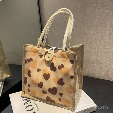 小包臺灣出貨🌟上班族便噹盒外出手提袋子便攜式帶飯包女ins時尚麻布小挎包女🌟