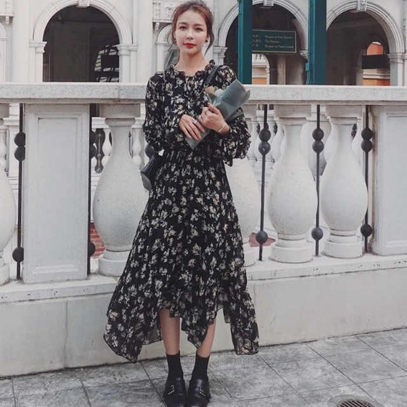 ワンピース チュニック ワンピース長袖 シ アー 花柄 フリルワンピース ロングマキシワンピース 通販 Lineポイント最大0 5 Get Lineショッピング