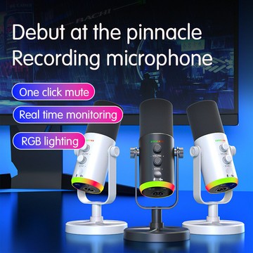 跨境爆款桌面麥克風遊戲電競動圈電腦臺式直播專用主播錄音話筒麥 鑫弘-數碼配件