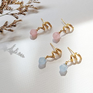 1KM一首抒情詩•鋯石捲心天然石耳環-2色